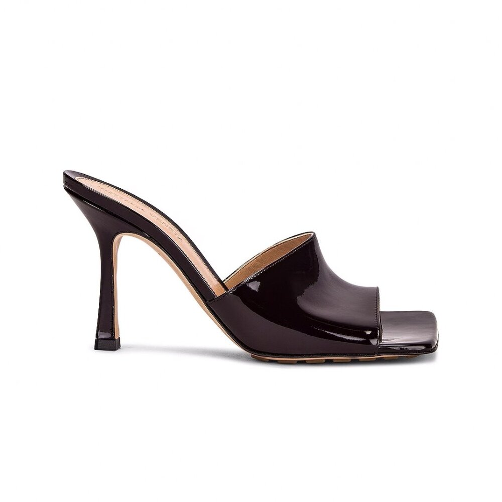 Bottega Veneta Stretch Gloss Sandals Leather Mule Oxide EU 37 US 7 NEW